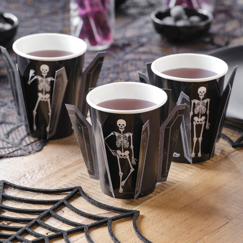 Pop Out Skeleton Coffin Paper Halloween Cups
