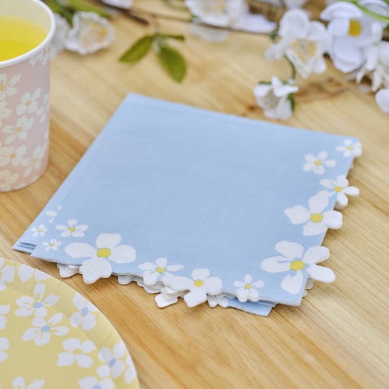 Hello Spring Flower Edge Floral Napkins