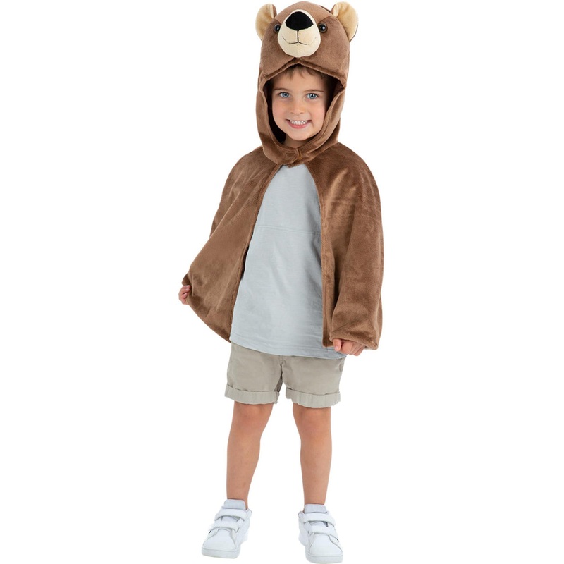 Plush Brown Bear Kids Hooded Costume Cape