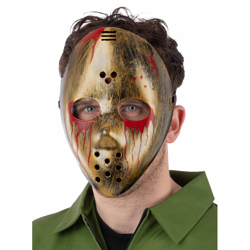 Brushed Gold Adults Blood Drip Halloween Hockey Mask