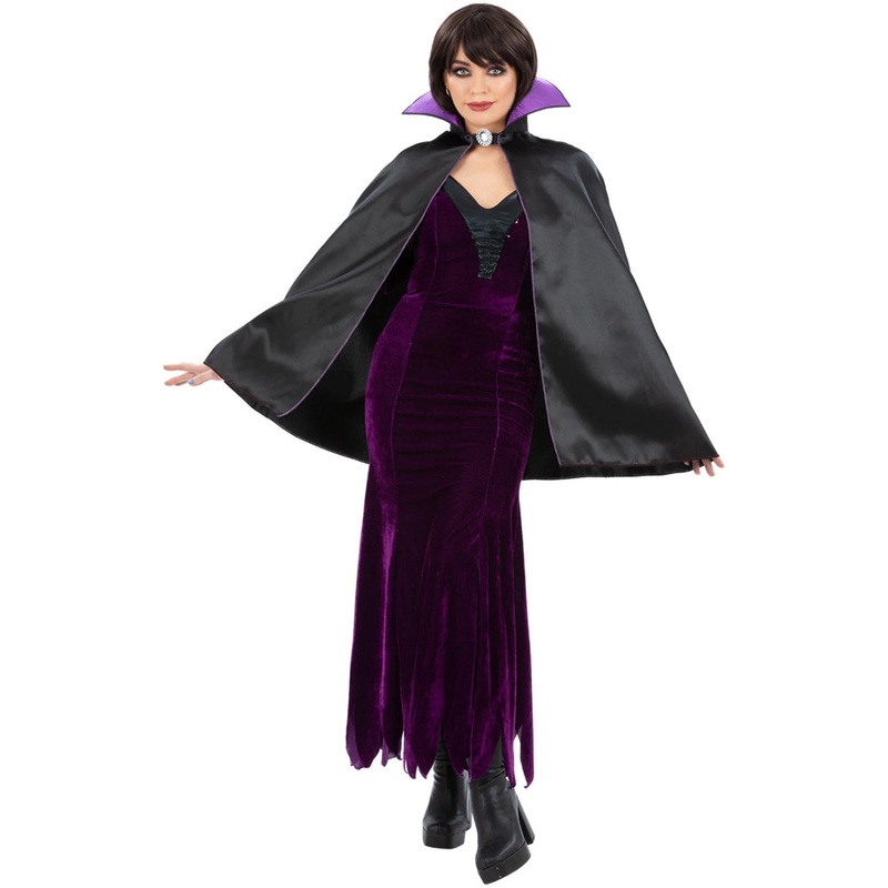 Dark Queen Womens Short Black Costume Cape