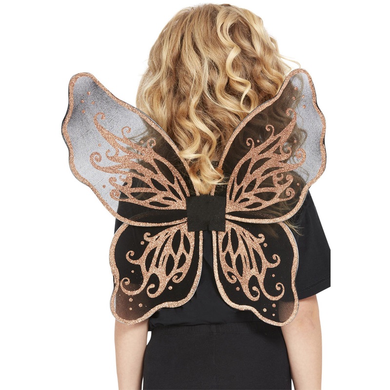Dark Botanicals Black and Gold Kids 44cm Butterfly Wings