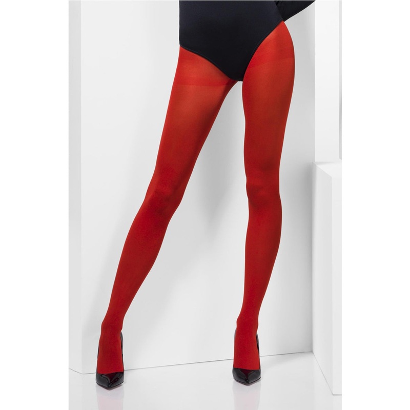 Opaque Womens Full Length Red Costume Stockings