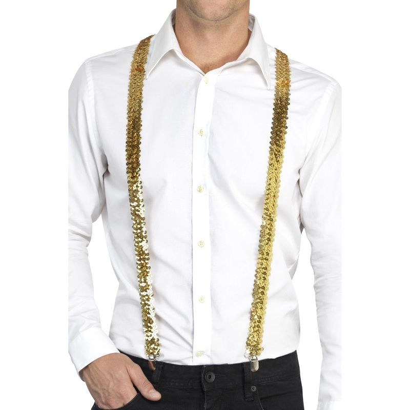 Sparkly Gold Sequin Adults Costume Suspenders