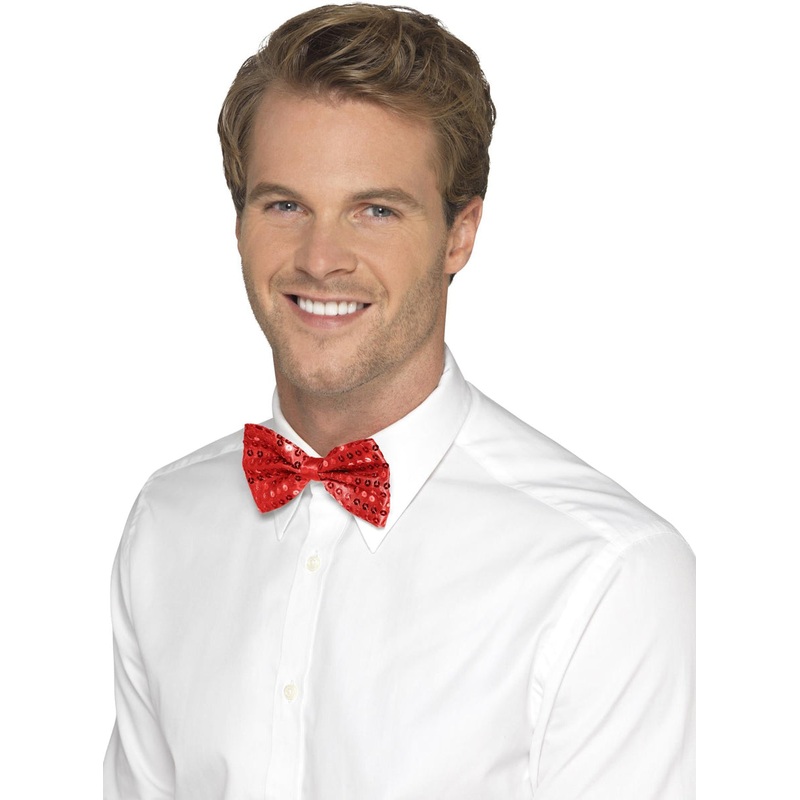 Sparkly Red Sequin Bow Tie for Adults