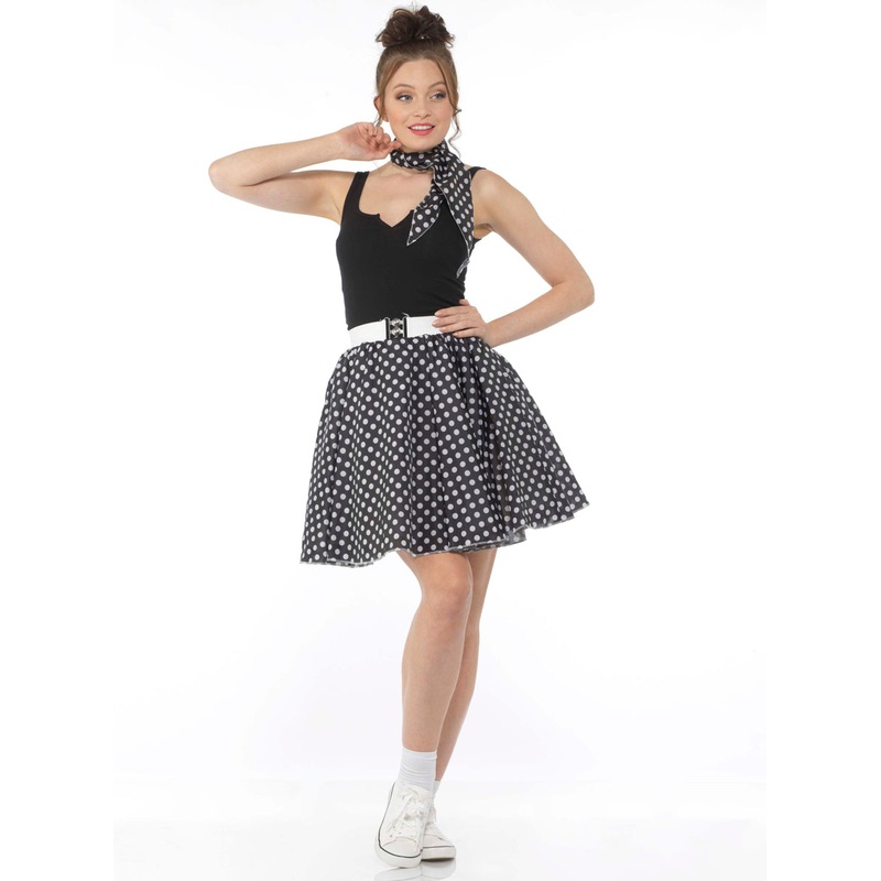 1950s Black and White Polka Dot Plus Size Womens Skirt