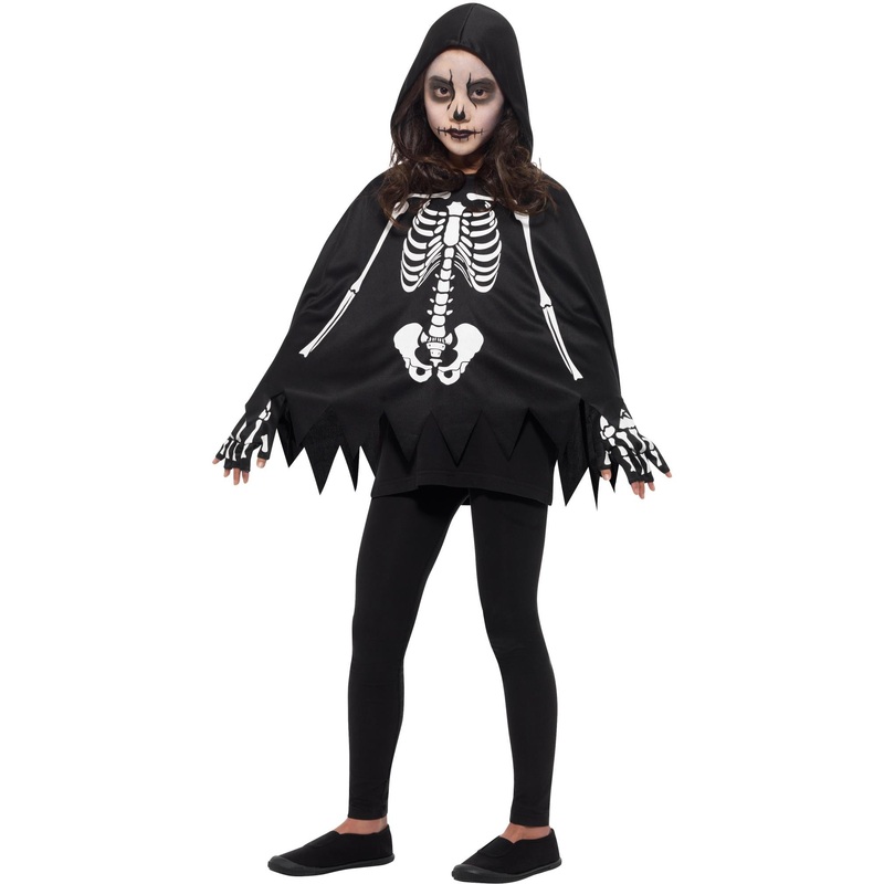 Kids Skeleton Poncho, with Gloves