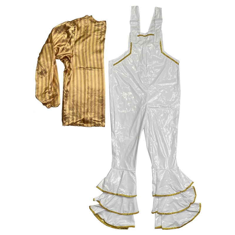 70s Glam White Jumpsuit Mens ABBA Costume - Size Medium
