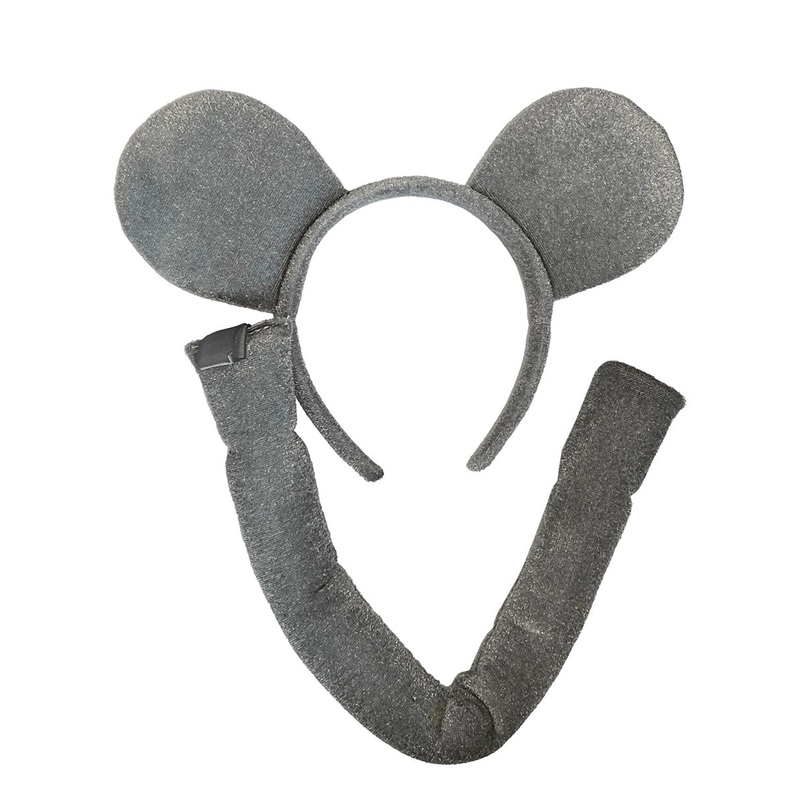 Cute Grey Mouse Ears and Tail Accessory Set