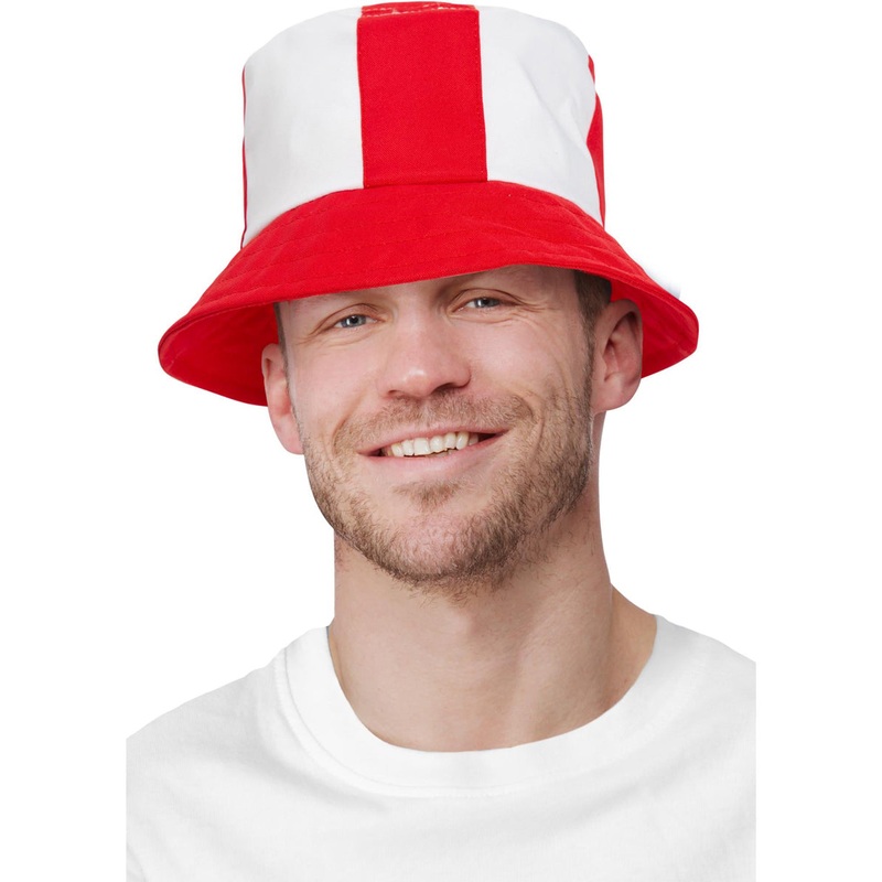 Patriotic English Flag Red and White Adults Bucket Hat