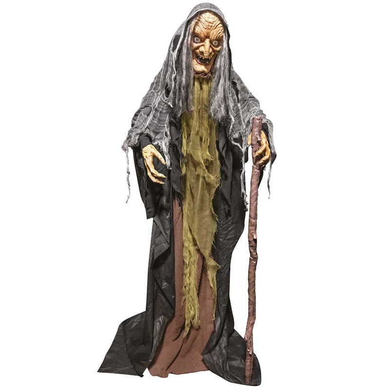 Standing 160cm Scary Animatronic Witch Halloween Decoration