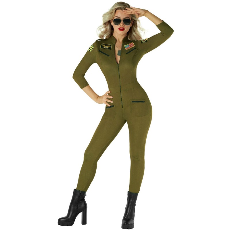 1980s Womens Plus Size Aviator Fighter Pilot Costume