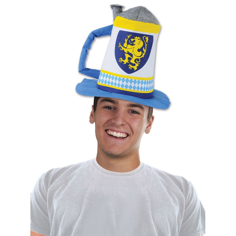 Oktoberfest Adults Blue and Yellow Beer Stein Costume Hat
