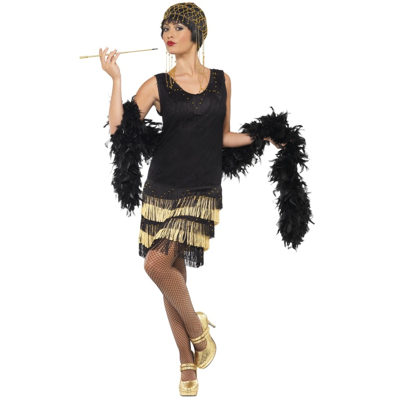 1920s Fringed Flapper Costume|Small (UK 8-10)|Medium (UK 12-14)|Large (UK 16-18)