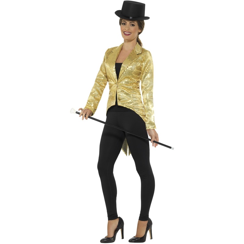 Sequin Tailcoat Jacket, Ladies, Gold