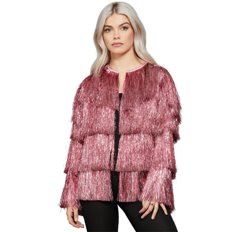 Fever Tinsel Festival Jacket, Pink