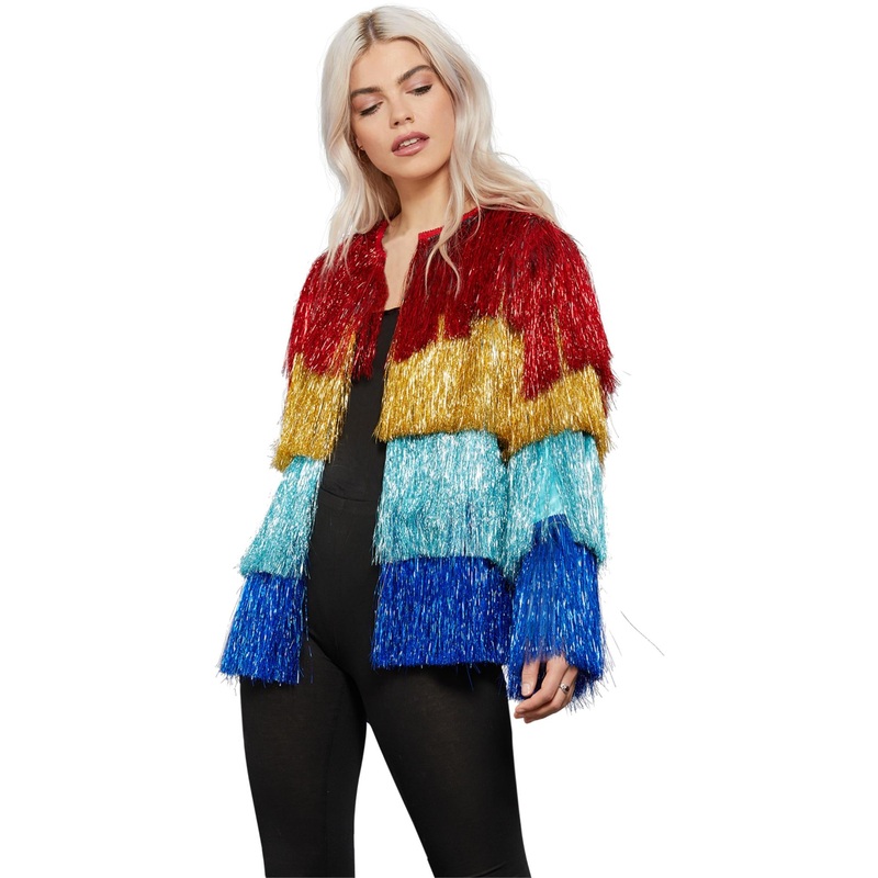 Fever Tinsel Festival Jacket, Rainbow