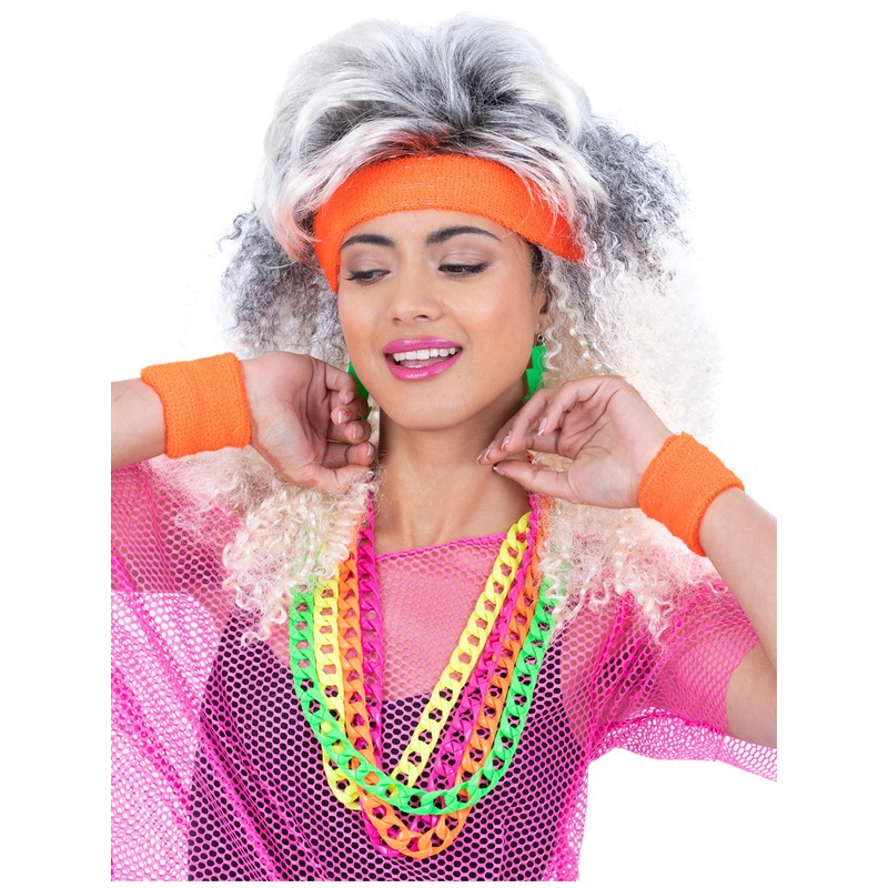 80s Neon Sweatbands, Orange