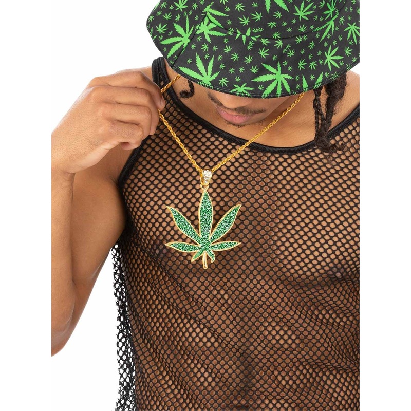 90s Hemp Bling Medallion, Green Diamante