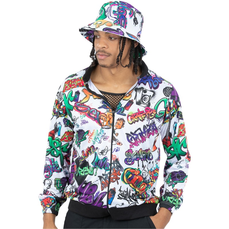 90s Hip Hop Graffiti Jacket|Small (Chest 34-36)|Medium (Chest 38-40)|Large (Chest 42-44)