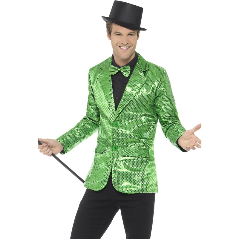 Sequin Jacket, Mens, Green|Medium (Chest 38-40)|Large (Chest 42-44)|X Large (Chest 46-48)