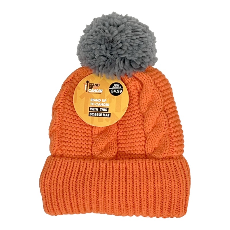 Stand Up To Cancer Grey and Orange Bobble Hat