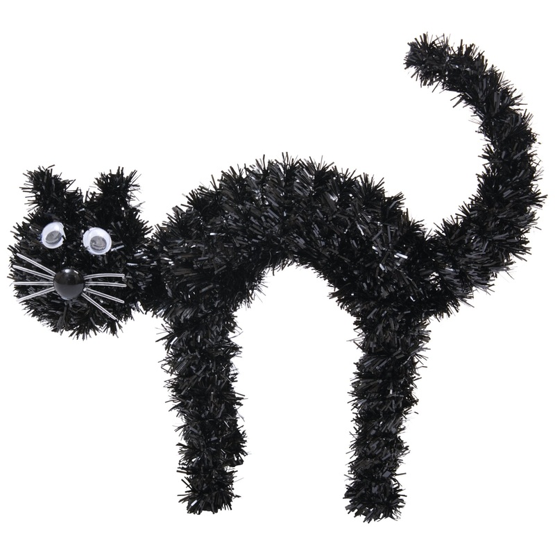 3D Tinsel Black Cat Table Top Decoration