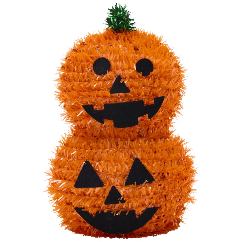 3D Tinsel Pumpkin Stack Table Top Decoration