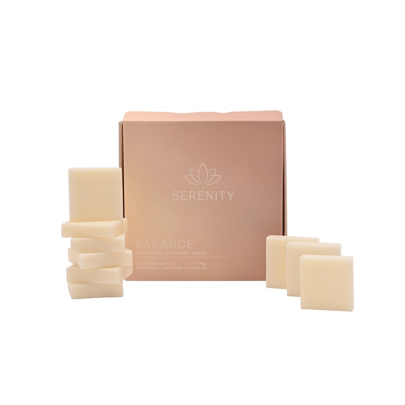 Serenity Balance Set of 9 Wax Melts Pink Pepper, Geranium & Amber