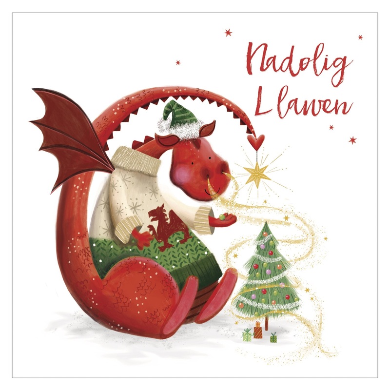Y Ddraig Goch 10 Welsh Bilingual Christmas Cards