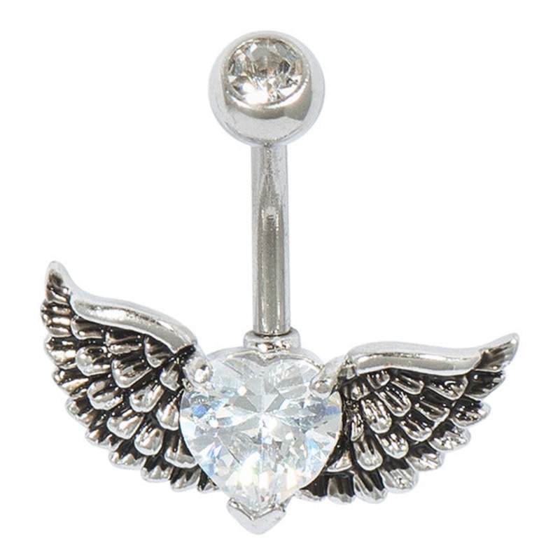 Belly Bar - Winged Heart|1.6mm, 10mm (most popular size)