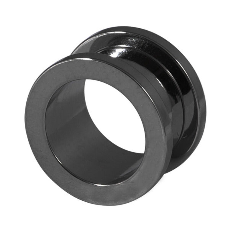 Black Steel Screw Flesh Tunnel