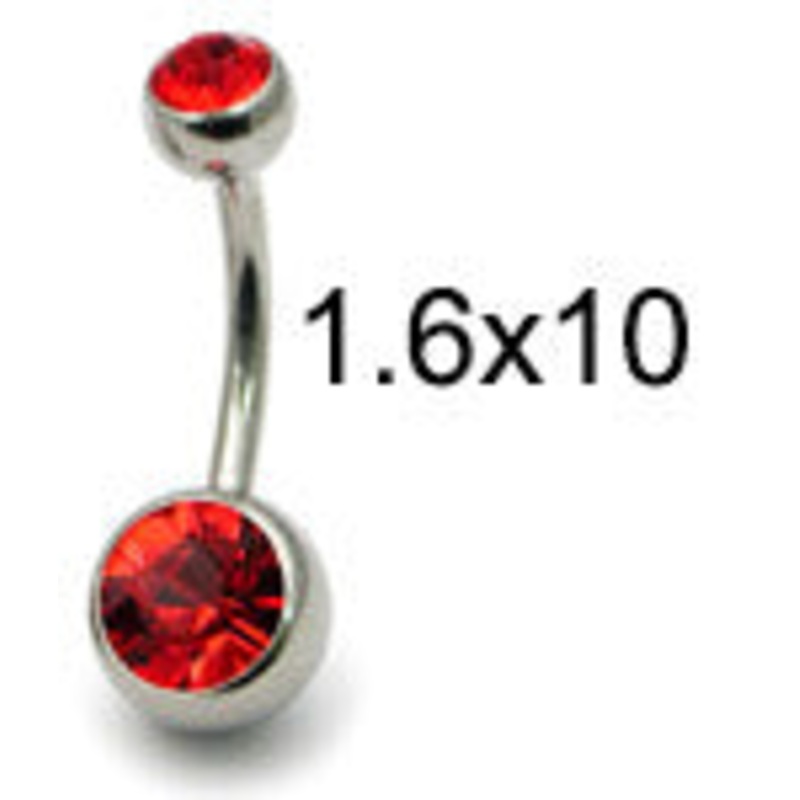 Steel Double Jewelled Belly Bar 10mm