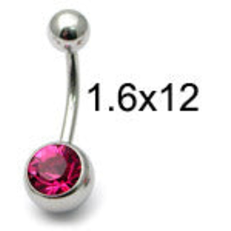 Steel Jewelled Belly Bar - 12mm