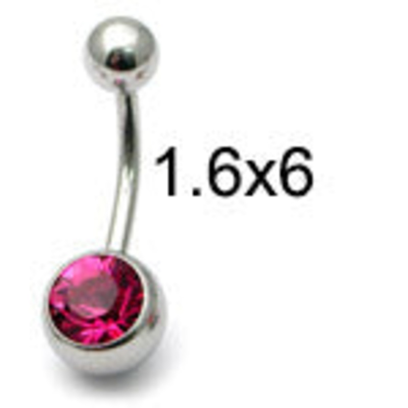 Steel Jewelled Belly Bar -  6mm