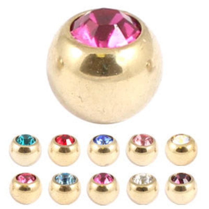 Zircon Titanium Jewelled Balls 1.6mm (Gold colour)
