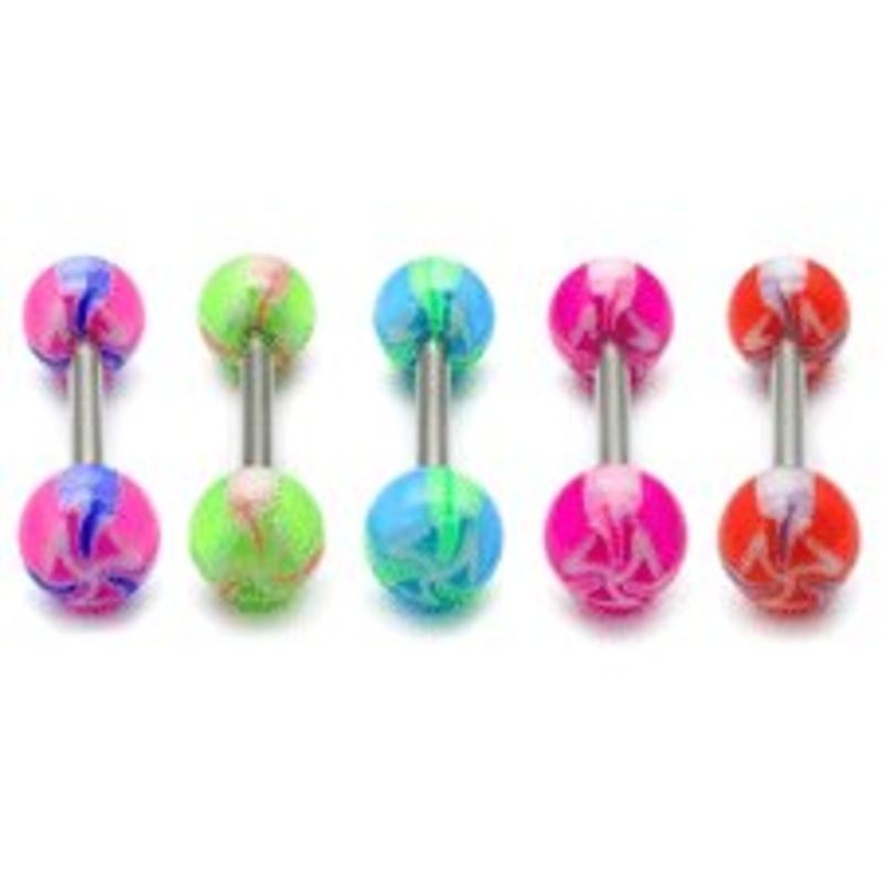 Acrylic Electric Barbell|1.6x10mm|1.6x12mm|1.6x14mm (most popular)|1.6x16mm|6|Blue|Pink|Purple|Pack of 3. Green and Red NOT included.