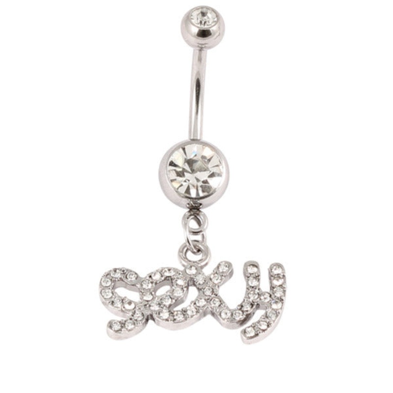 Belly Bar - Sparkly|1.6mm, 10mm, SEXY|1.6mm, 10mm, $ (Dollar)