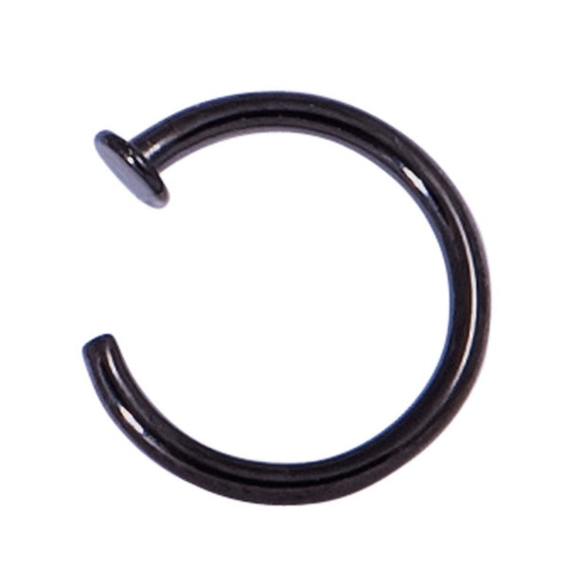 Black Steel Open Nose Ring|0.8mm, 6mm|0.8mm, 7mm|0.8mm, 8mm|0.8mm, 9mm|1.0mm, 6mm|1.0mm, 7mm|1.0mm, 8mm|1.0mm, 9mm|1.2mm, 7mm|1.2mm, 8mm|1.2mm, 9mm