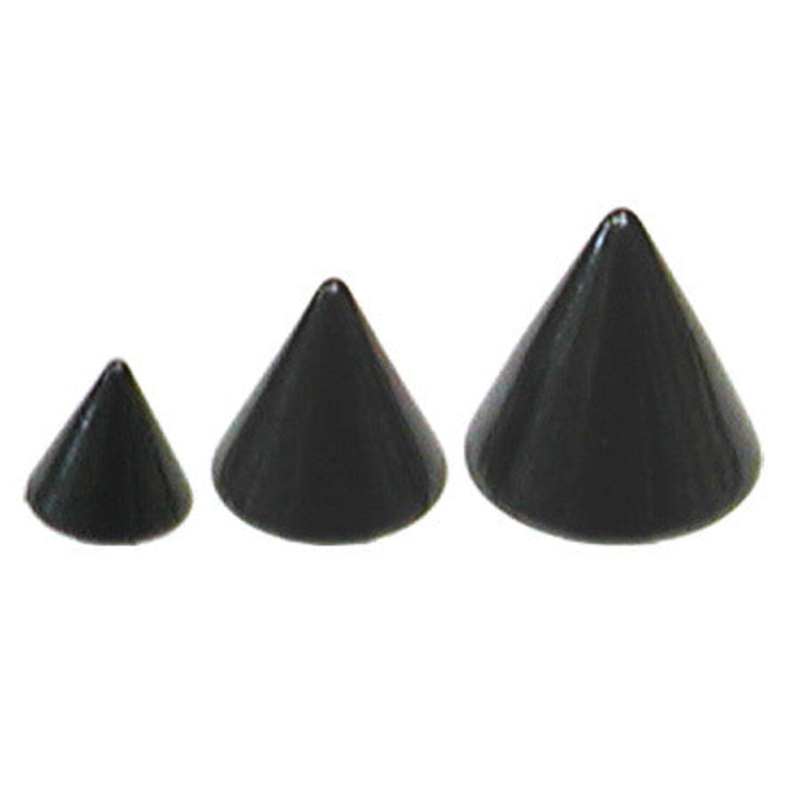 Black Steel Threaded Cones|1.2mm x 3mm base x 3mm height|1.2mm x 4mm base x 4mm height|1.2mm x 3mm base x 6mm height|1.6mm x 4mm base x 4mm height|1.6mm x 5mm base x 5mm height|1.6mm x 3mm base x 16mm height