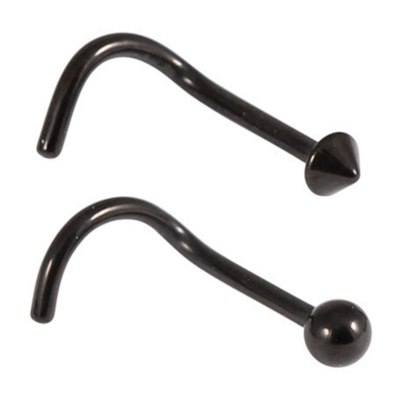 Black Titanium Nose Studs - Ball and Cone