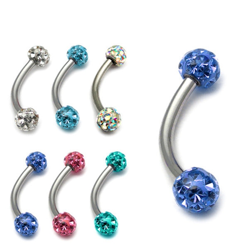Smooth Glitzy Ball Micro Curved Bar 1.2mm