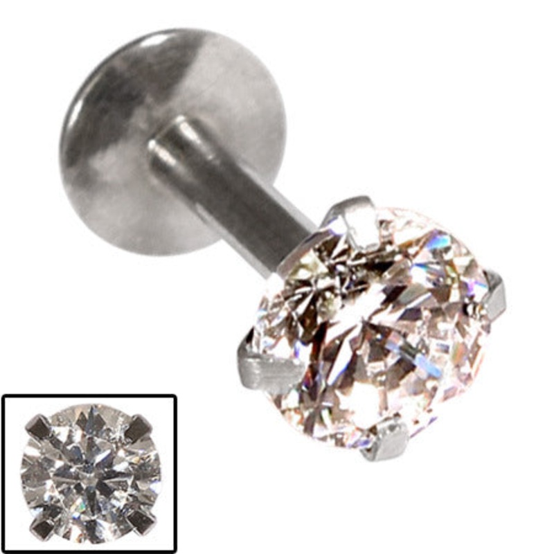 Steel Internally Threaded Claw Set Jewelled Labrets 1.2mm