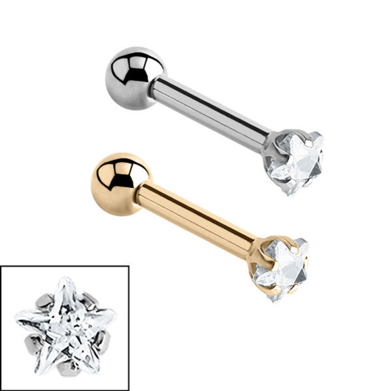 Steel Claw Set Jewelled Star Micro Bar 1.2mm