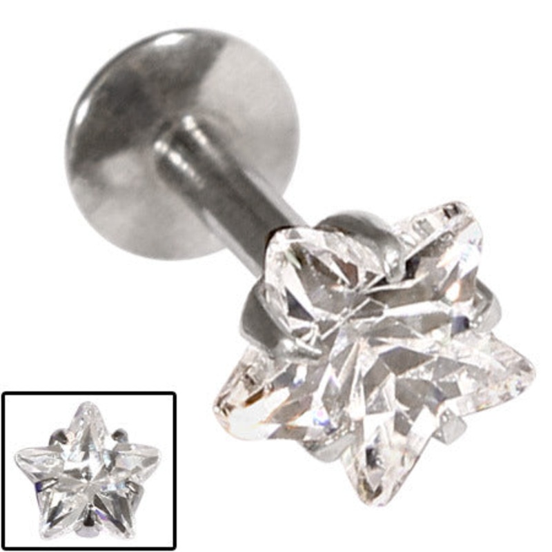 Steel Internally Threaded Claw Set Star Jewelled Labrets 1.2mm
