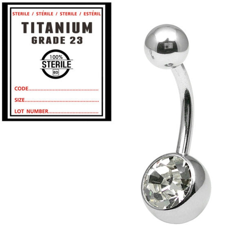 Sterile Titanium Jewelled Belly Bars
