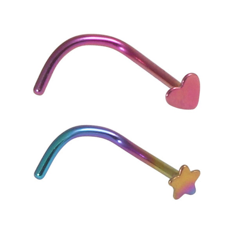 Titanium Nose Studs - Heart and Star