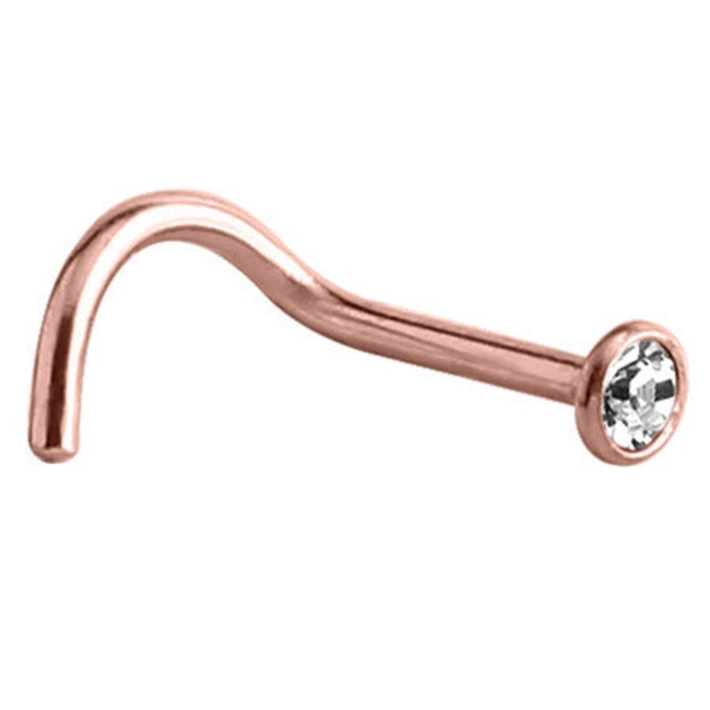 Rose Gold Steel Jewelled Nose Stud