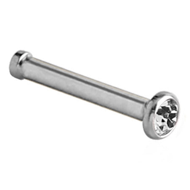 Steel Jewelled Nose Bones|0.8mm, Crystal Clear
