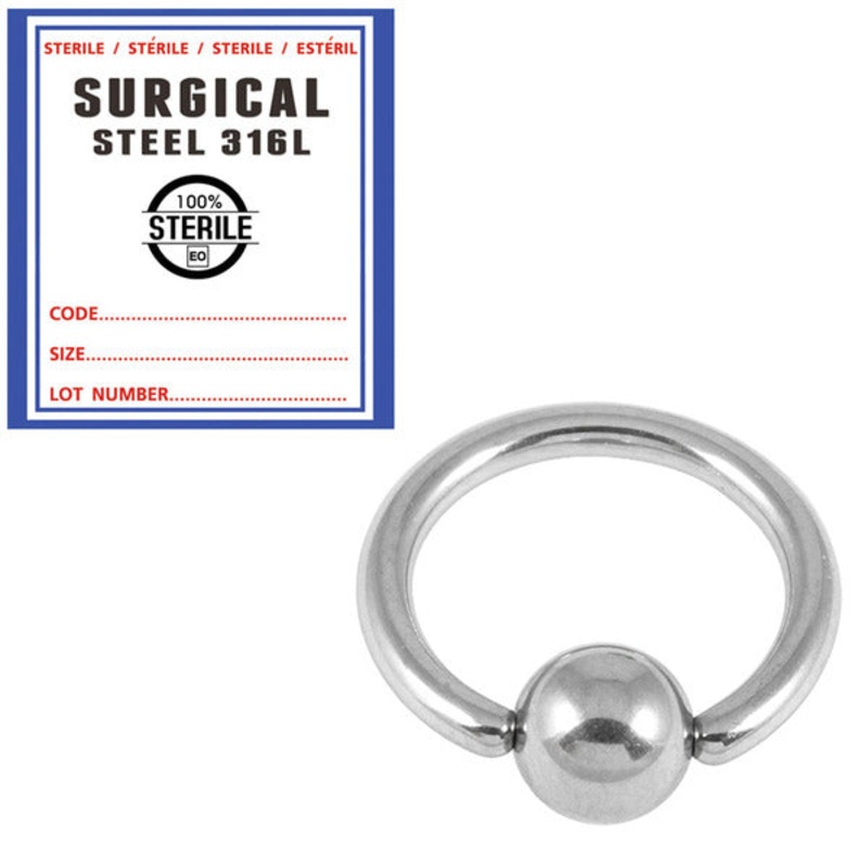 Sterile Steel BCR|1.2mm, 6mm, 4mm|1.2mm, 7mm, 4mm|1.2mm, 8mm, 4mm|1.2mm, 9mm, 4mm|1.2mm, 10mm, 4mm|1.2mm, 12mm, 4mm|1.6mm, 10mm, 5mm